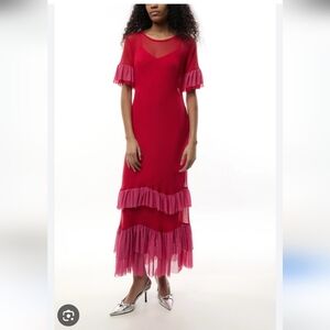 Never Fully Dressed Red and Pink Ruffle Dress